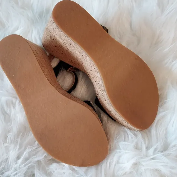 KJacques St Tropez Leather Wedge Sandals with High Cork Heel Adjustable Straps