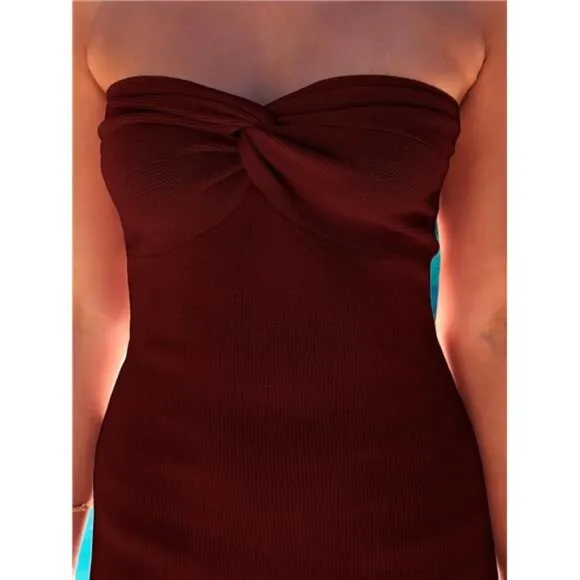 Knitted Dresses Twisted Front Bodycon Dress with Back Slit
