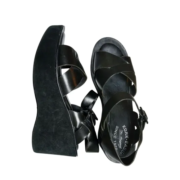 Kork Black Leather Sandals