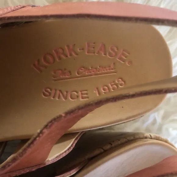 Kork-Ease Austin PLATFORM 3.5” WEDGE HEELS Leather SANDALS euc