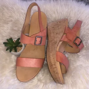 Kork-Ease Austin PLATFORM 3.5” WEDGE HEELS Leather SANDALS euc