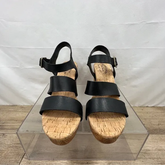 Kork-Ease Drew Leather Cross Banded Platform Sandals women's size 9