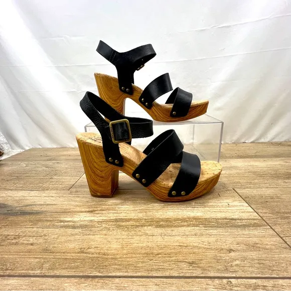Kork-Ease Drew Leather Cross Banded Platform Sandals women's size 9
