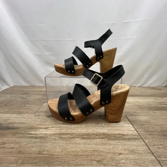 Kork-Ease Drew Leather Cross Banded Platform Sandals women's size 9