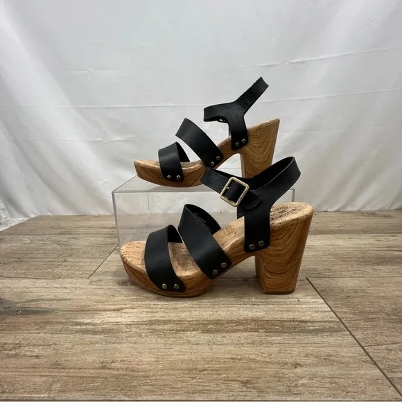 Kork-Ease Drew Leather Cross Banded Platform Sandals women's size 9
