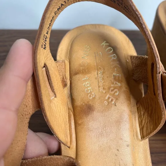 Kork Ease Magdelena Platform Leather Buckle Wedge Sandals Sz 8 Earthy Neutral