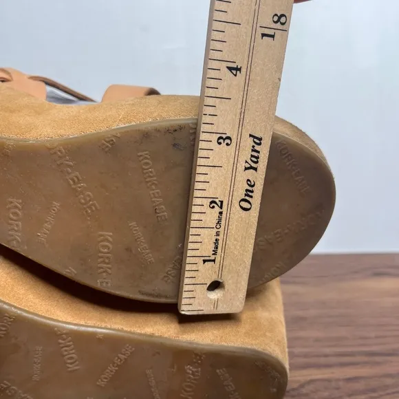 Kork Ease Magdelena Platform Leather Buckle Wedge Sandals Sz 8 Earthy Neutral
