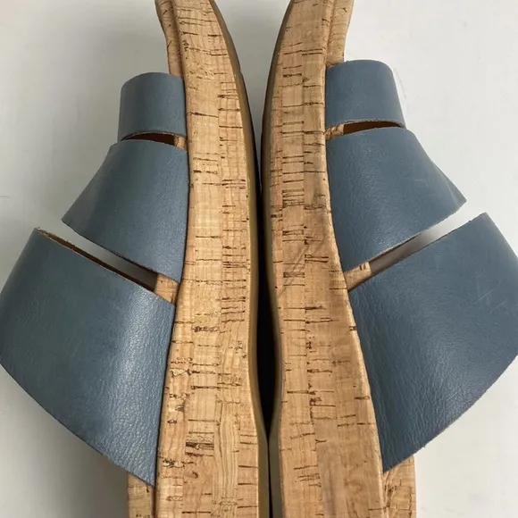 Kork-Ease Menzie Wedge Leather Slide Sandal Indigo Periwinkle Blue Size 11M