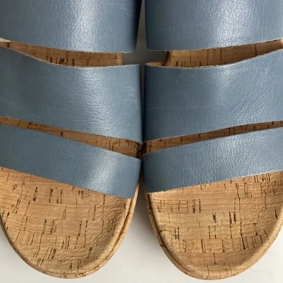 Kork-Ease Menzie Wedge Leather Slide Sandal Indigo Periwinkle Blue Size 11M