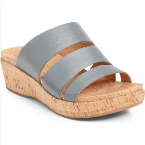 Kork-Ease Menzie Wedge Leather Slide Sandal Indigo Periwinkle Blue Size 11M