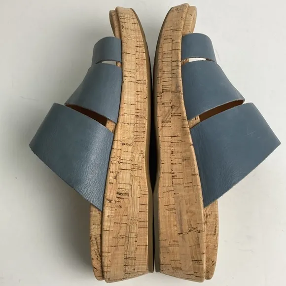 Kork-Ease Menzie Wedge Leather Slide Sandal Indigo Periwinkle Blue Size 11M