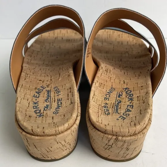 Kork-Ease Menzie Wedge Leather Slide Sandal Indigo Periwinkle Blue Size 11M