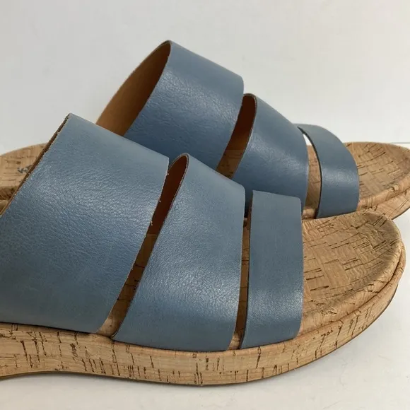 Kork-Ease Menzie Wedge Leather Slide Sandal Indigo Periwinkle Blue Size 11M