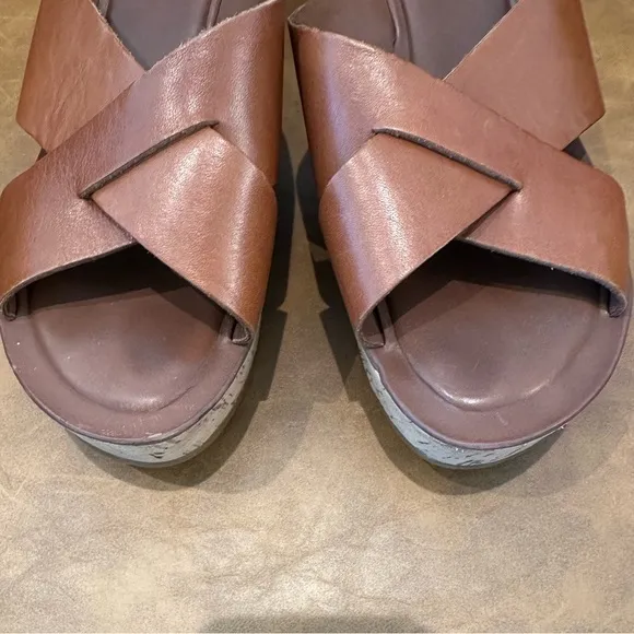Kork Ease Platform Wedge Slide Sandals Tan size 9