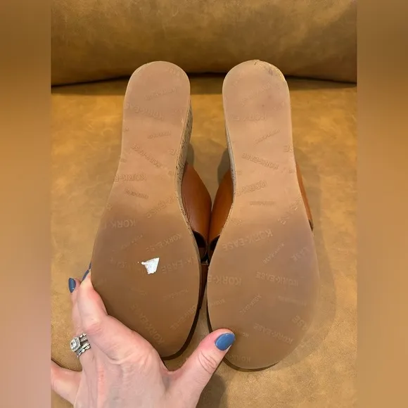Kork Ease Platform Wedge Slide Sandals Tan size 9