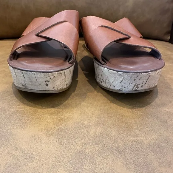 Kork Ease Platform Wedge Slide Sandals Tan size 9