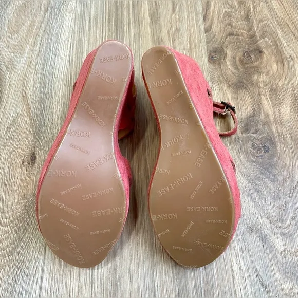 Kork Ease Salmon Suede Leather Wedge Platform Sandals Women’s Size 10 NWOT