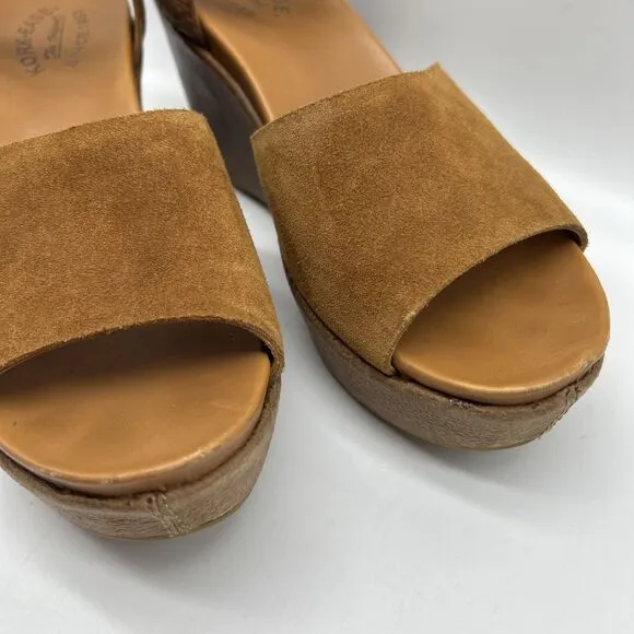 Kork Ease Wedge Sandal Womens 10 Suede Leather Strap Open Toe Slide Platform
