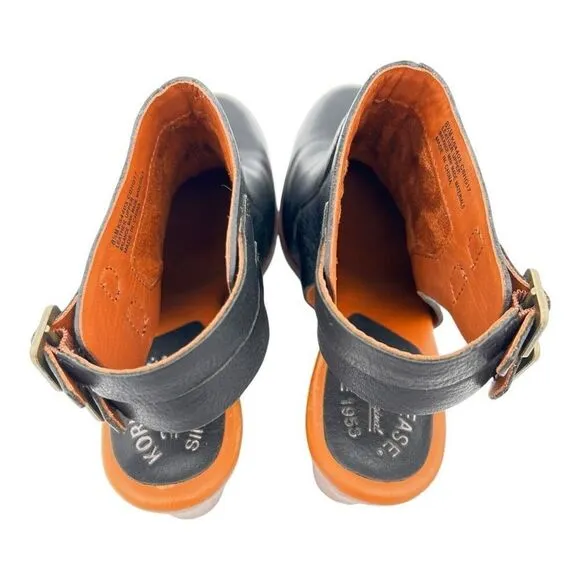 Kork-Ease Women's Leather Block Heel Slingback Cedro Heel Sandals Black Size 8.5