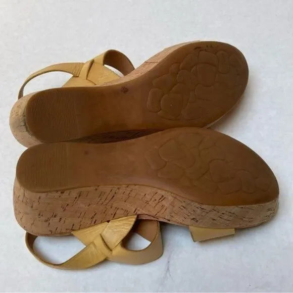 Korkease Austin Sandals Womens 9 M Platform Wedge Modern Chic Strappy Yellow Y2K