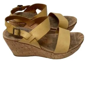 Korkease Austin Sandals Womens 9 M Platform Wedge Modern Chic Strappy Yellow Y2K