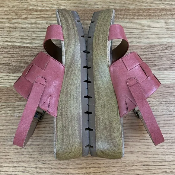 Korks by Kork-Ease Pink Fraya Platform Wedge Leather Sandals Womens Size 8