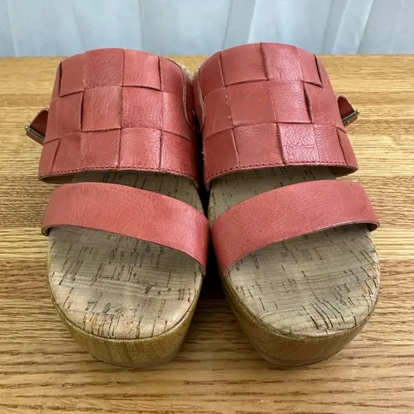 Korks by Kork-Ease Pink Fraya Platform Wedge Leather Sandals Womens Size 8