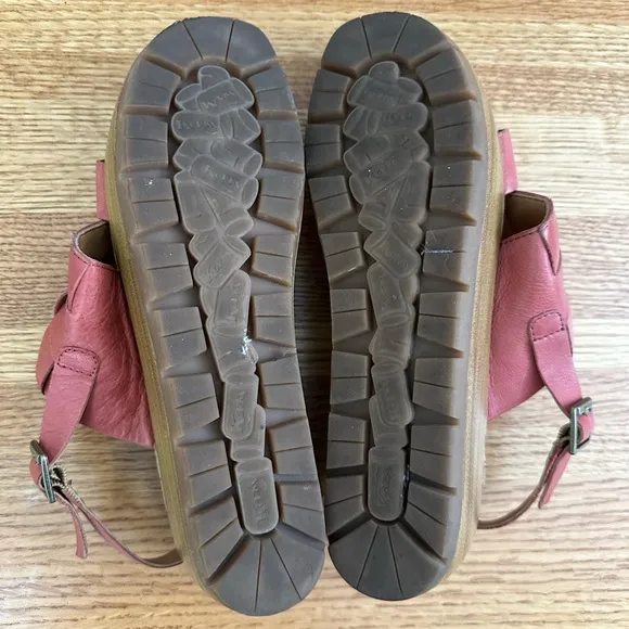 Korks by Kork-Ease Pink Fraya Platform Wedge Leather Sandals Womens Size 8