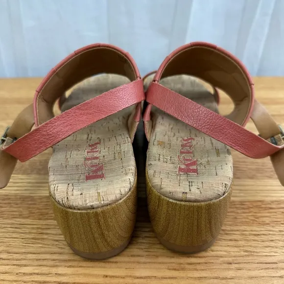 Korks by Kork-Ease Pink Fraya Platform Wedge Leather Sandals Womens Size 8