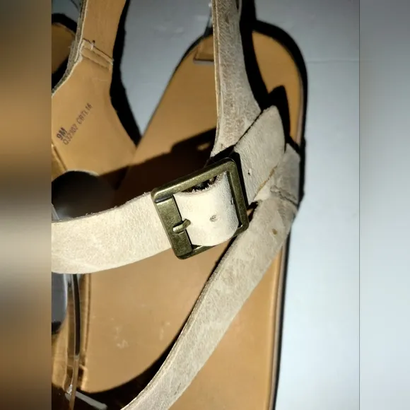 Korks-Ease (Size 9M) Tan Leather Upper Ankle Buckle Strap Platform Wedge Sandals