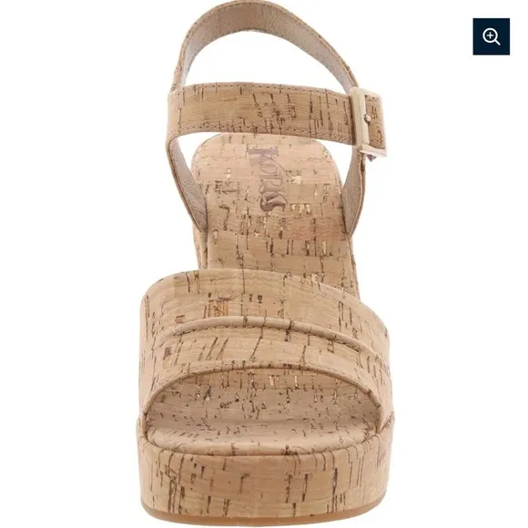 Korks Nordstrom Chunky Platform Cork Tan Wedge Y2K Sandals with Buckle- Size 8