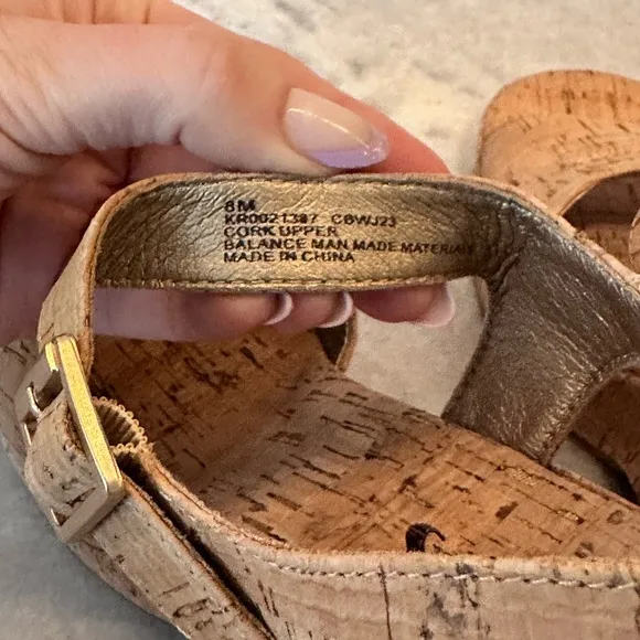 Korks Nordstrom Chunky Platform Cork Tan Wedge Y2K Sandals with Buckle- Size 8