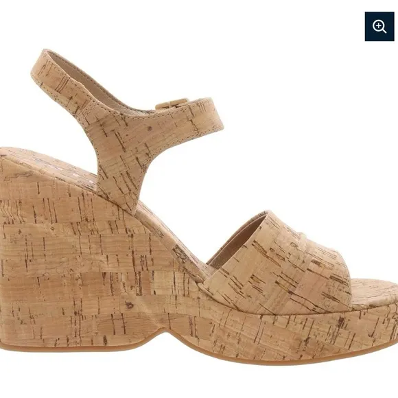 Korks Nordstrom Chunky Platform Cork Tan Wedge Y2K Sandals with Buckle- Size 8