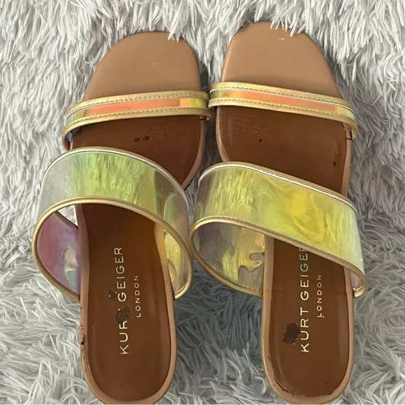 Kurt Geiger CharingPerspex Iridescent and Glitter Wedge Sandals 38 US 7.5