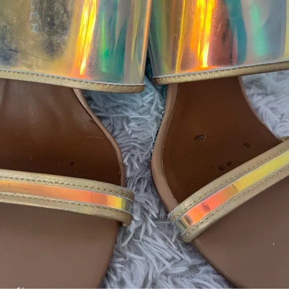 Kurt Geiger CharingPerspex Iridescent and Glitter Wedge Sandals 38 US 7.5