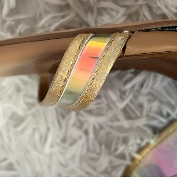 Kurt Geiger CharingPerspex Iridescent and Glitter Wedge Sandals 38 US 7.5