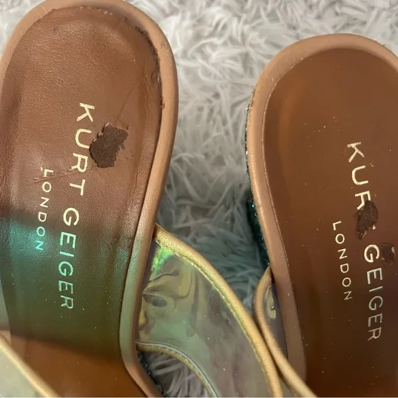 Kurt Geiger CharingPerspex Iridescent and Glitter Wedge Sandals 38 US 7.5