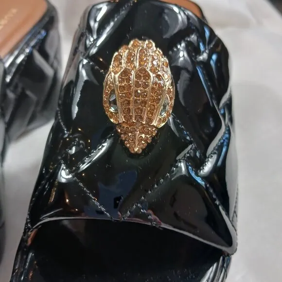 Kurt Geiger London Kensington Quilted Patent Leather Eagle Head Platform Sandals