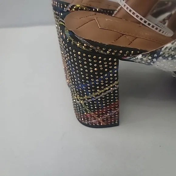 Kurt Geiger London Mayfair Embellished Tartan Plaid Platform Slide Sandals