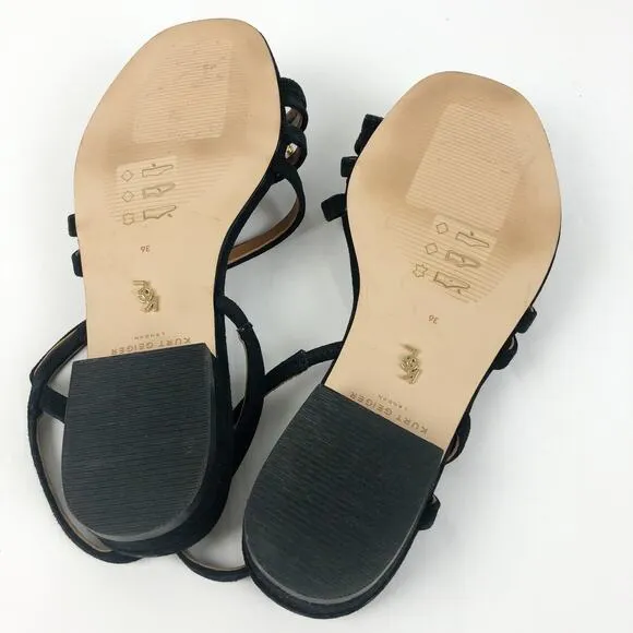 Kurt Geiger Womens Strappy Slingback Sandals US 6 EU 36 Black Toe Strap Pearl