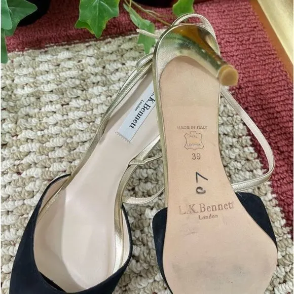 L. K. Bennett Camilla suede slingback sandals 39