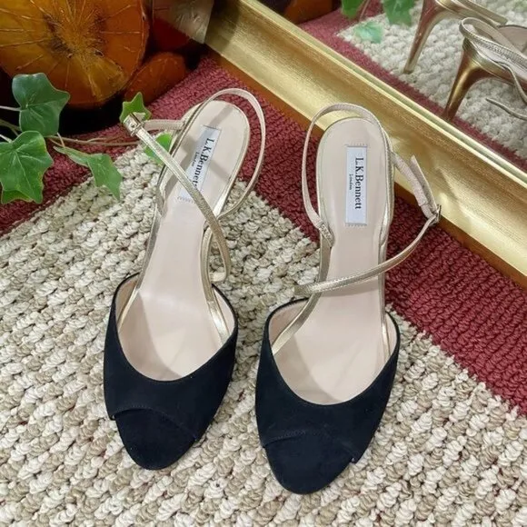 L. K. Bennett Camilla suede slingback sandals 39