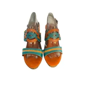 La Artiste  Spring Step Sharina Open Toe Wedge Sandal Camel / orange Size 41 Art