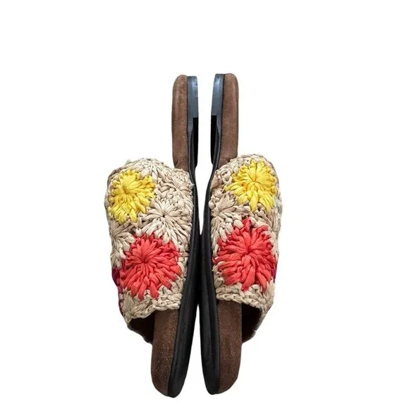 La DoubleJ Multicolor Grigio in Raffia crochet Sandals Size 39