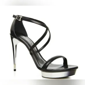 La Perla black leather platform Stilleto heels sandal shoe size 10