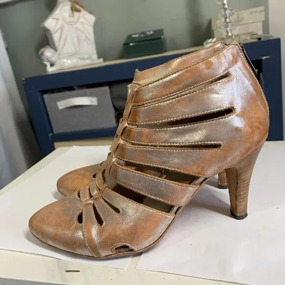 LA BOTTEGA DI LISA silver genuine leather Heels gladiator sandals 38.5 fits 8