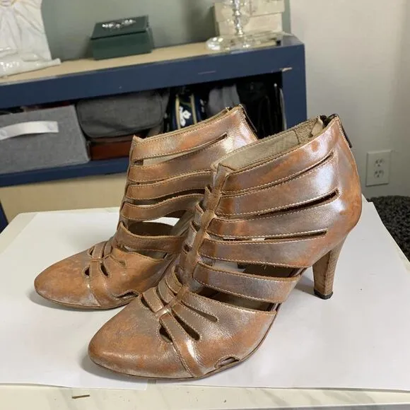 LA BOTTEGA DI LISA silver genuine leather Heels gladiator sandals 38.5 fits 8