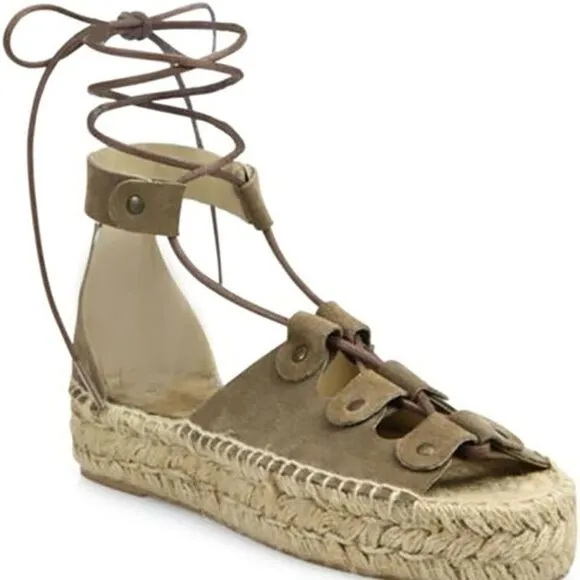 Lace Up Gladiator Platform Espadrille Sandals - Soludos