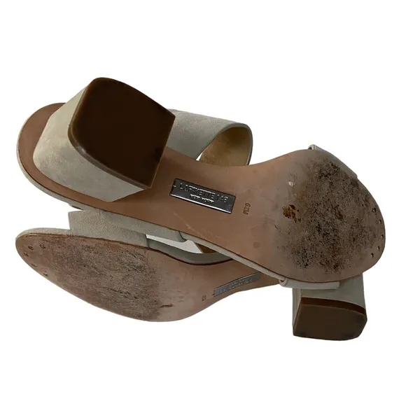 Lafayette 148 New York Caide 2 Suede Sandals in Khaki Size US 6.5M