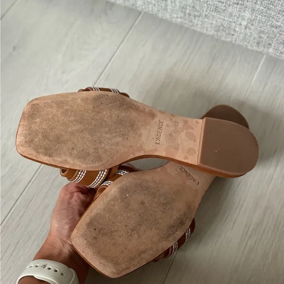 L’agence Brown Slide Sandals with Buckle